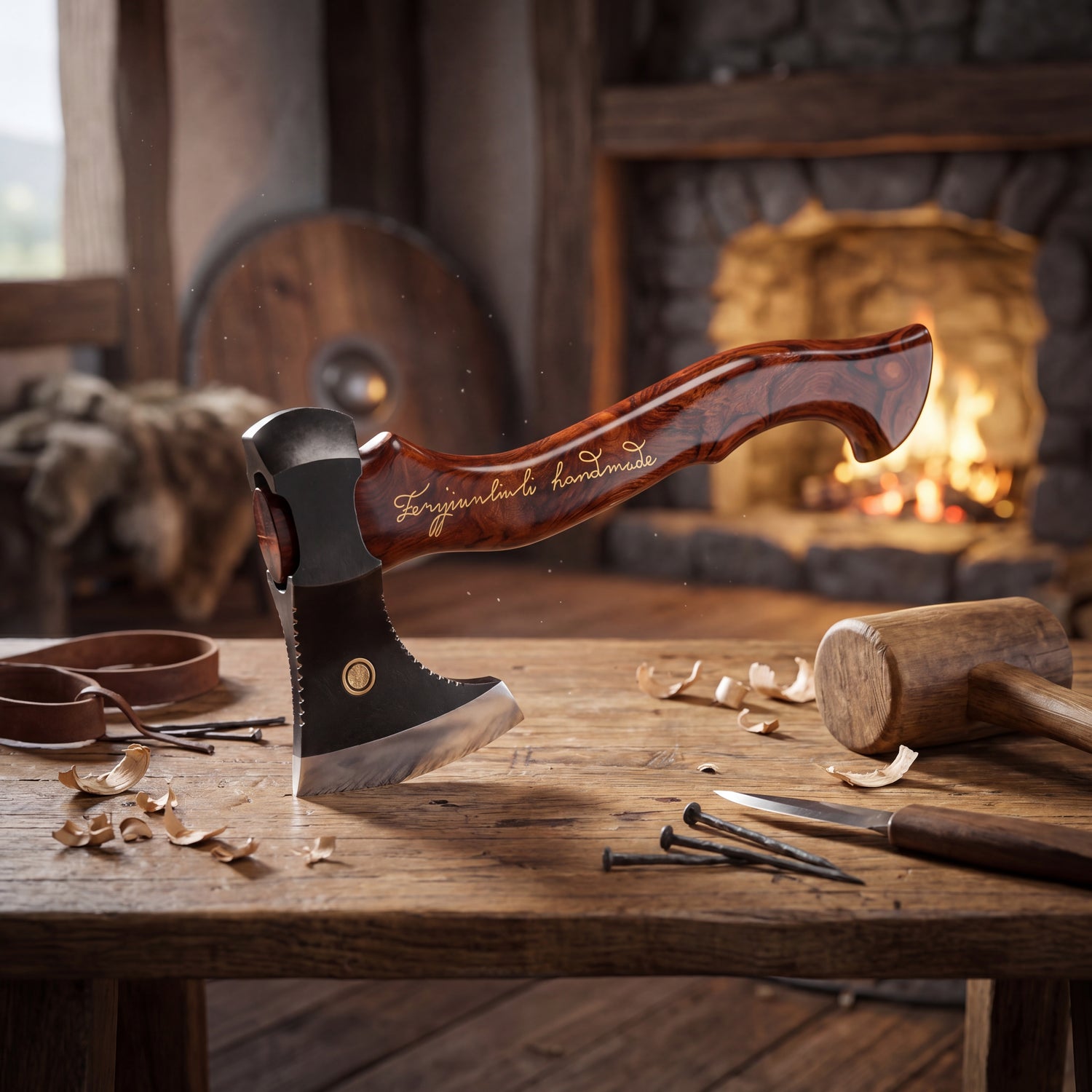 Handcrafted M390 Viking Display Axe With American Desert Ironwood Handle