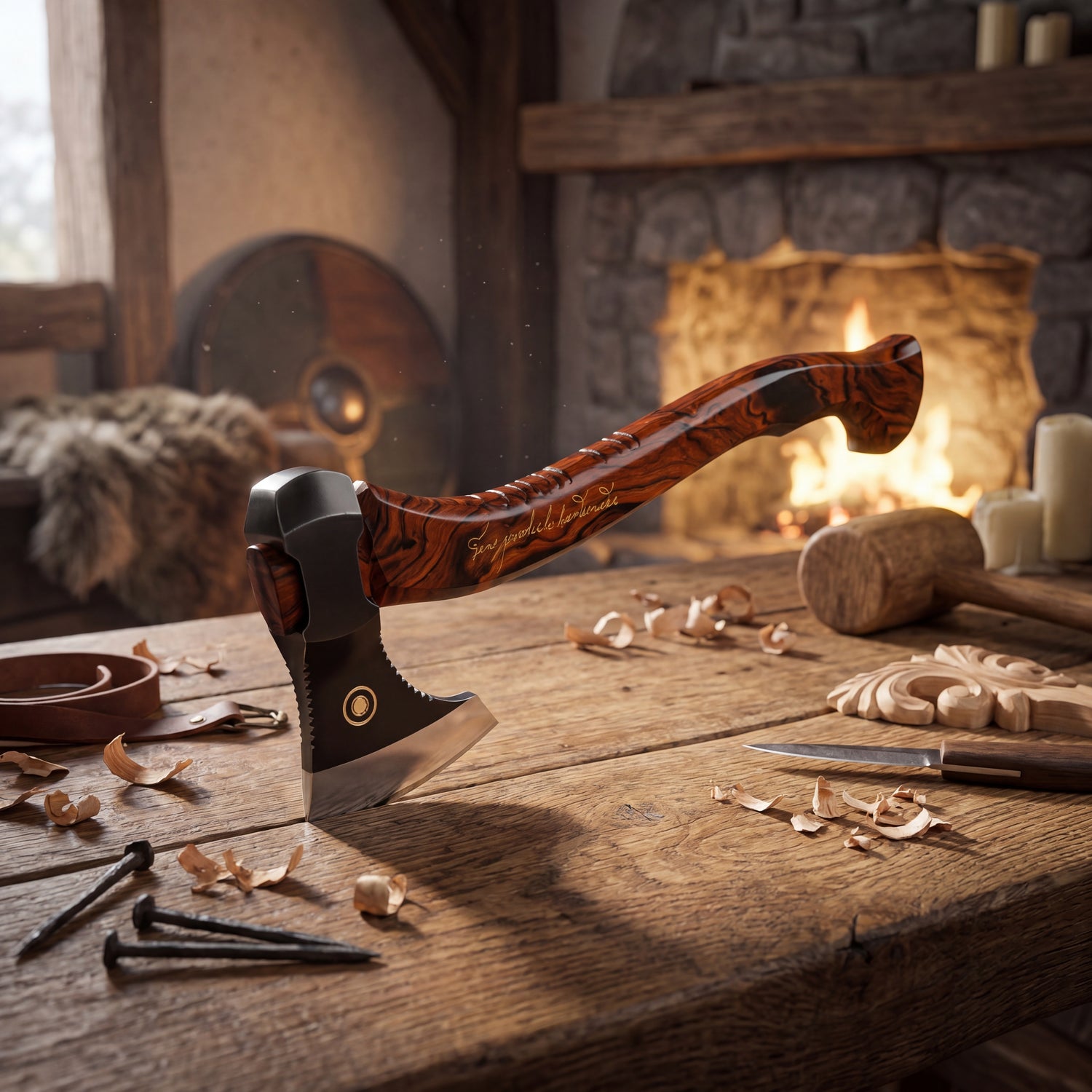 Handcrafted M390 Viking Display Axe With American Desert Ironwood Handle