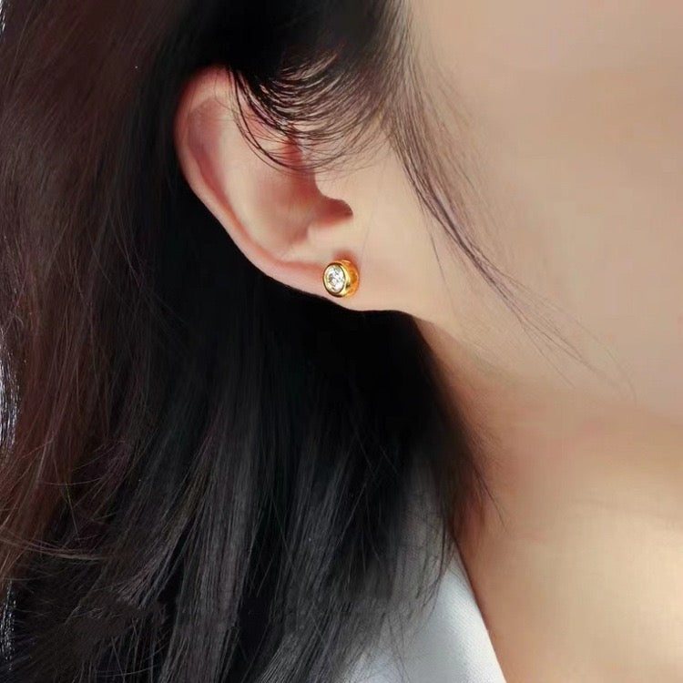 Bezel Dot Stud Earrings
