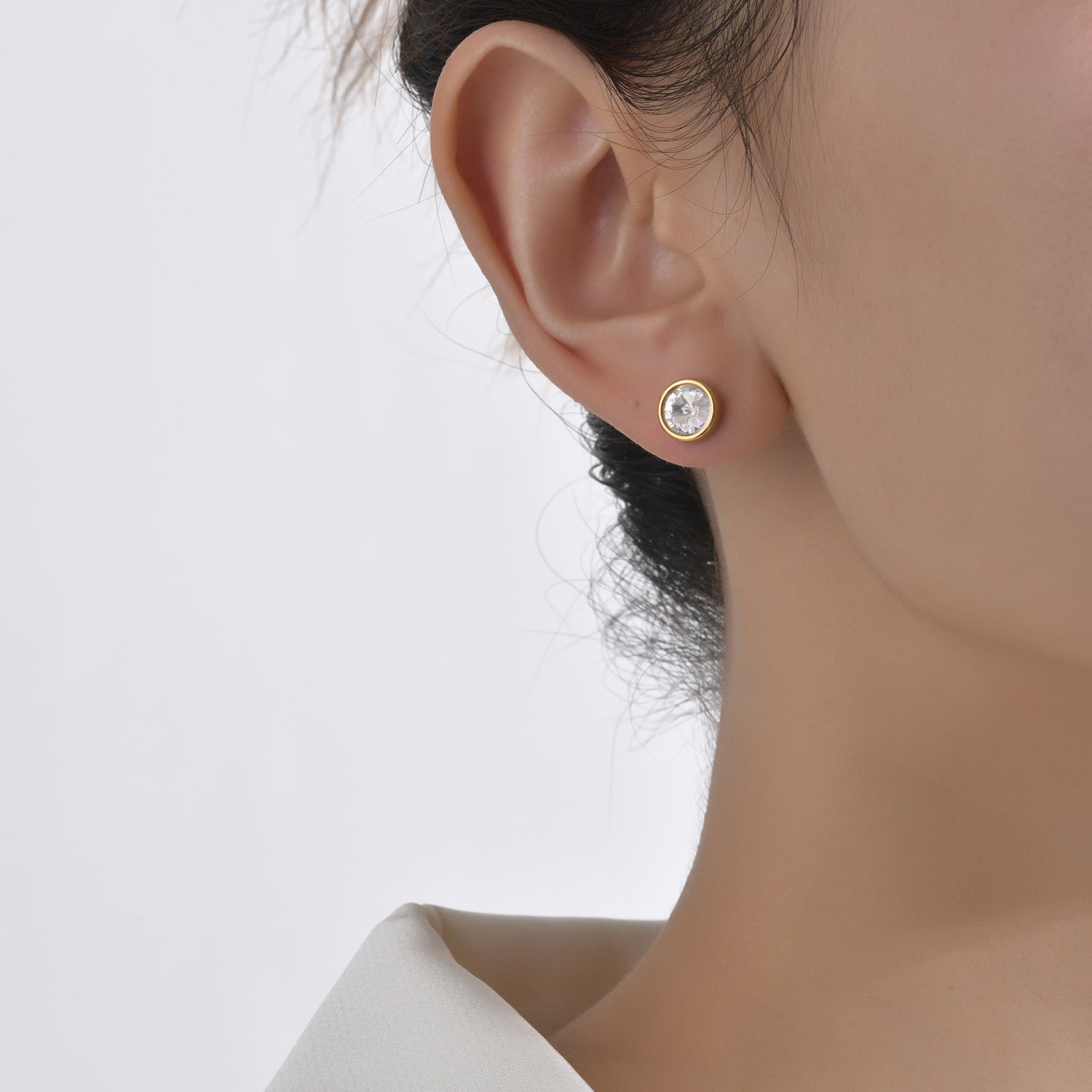 Bezel Dot Stud Earrings