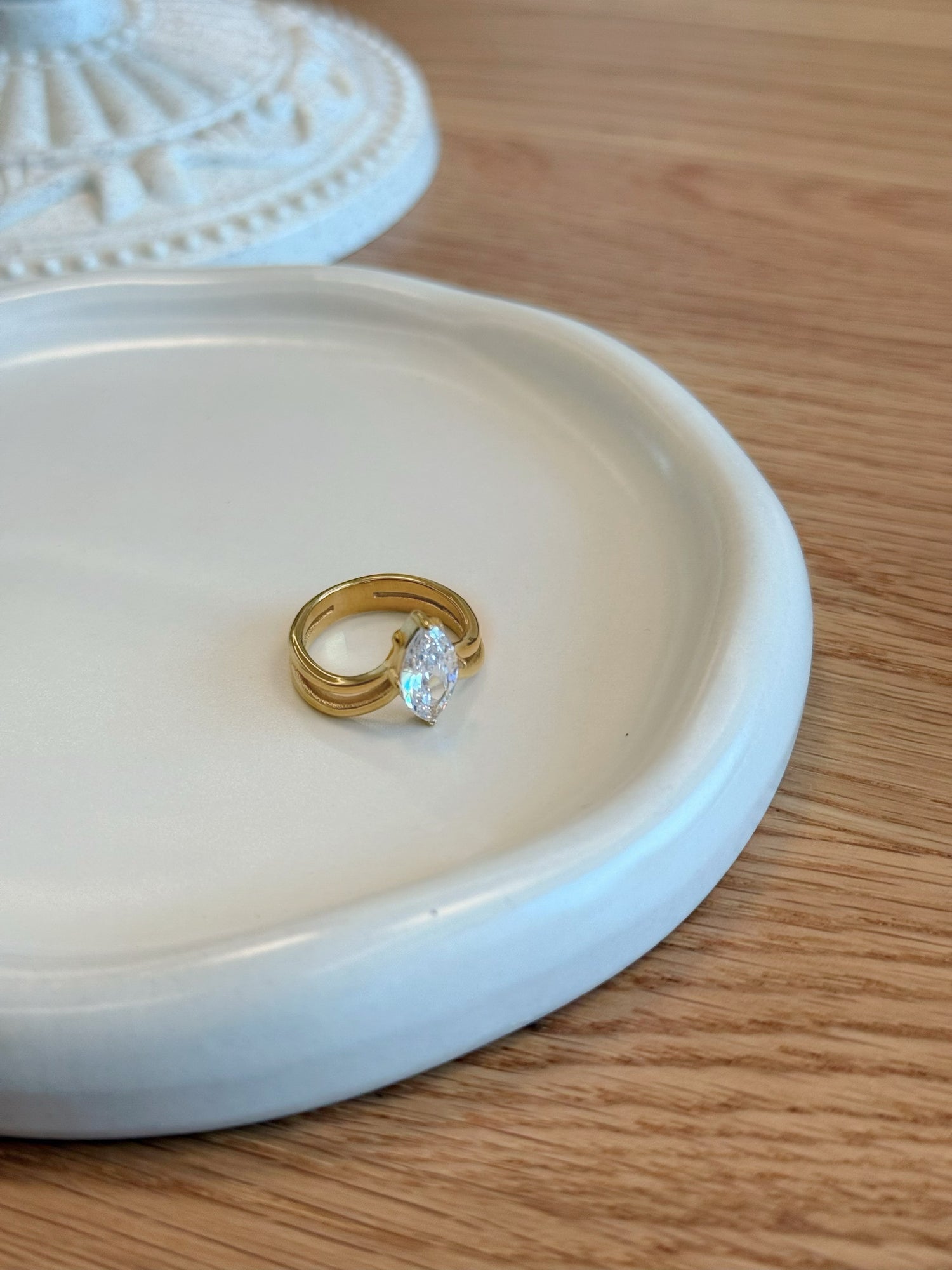 Vintage Marquise Zircon Diamond Ring