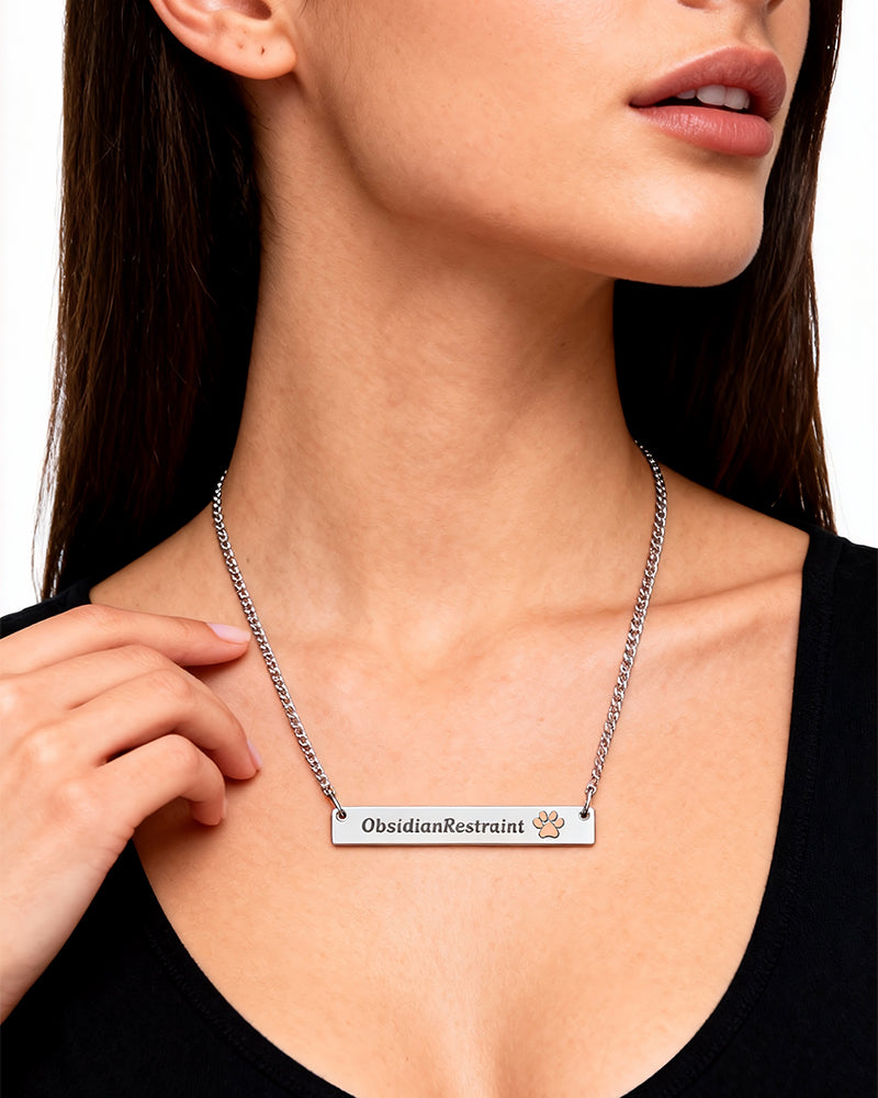 Pet Bond Bar Necklace | Custom Paw & Name