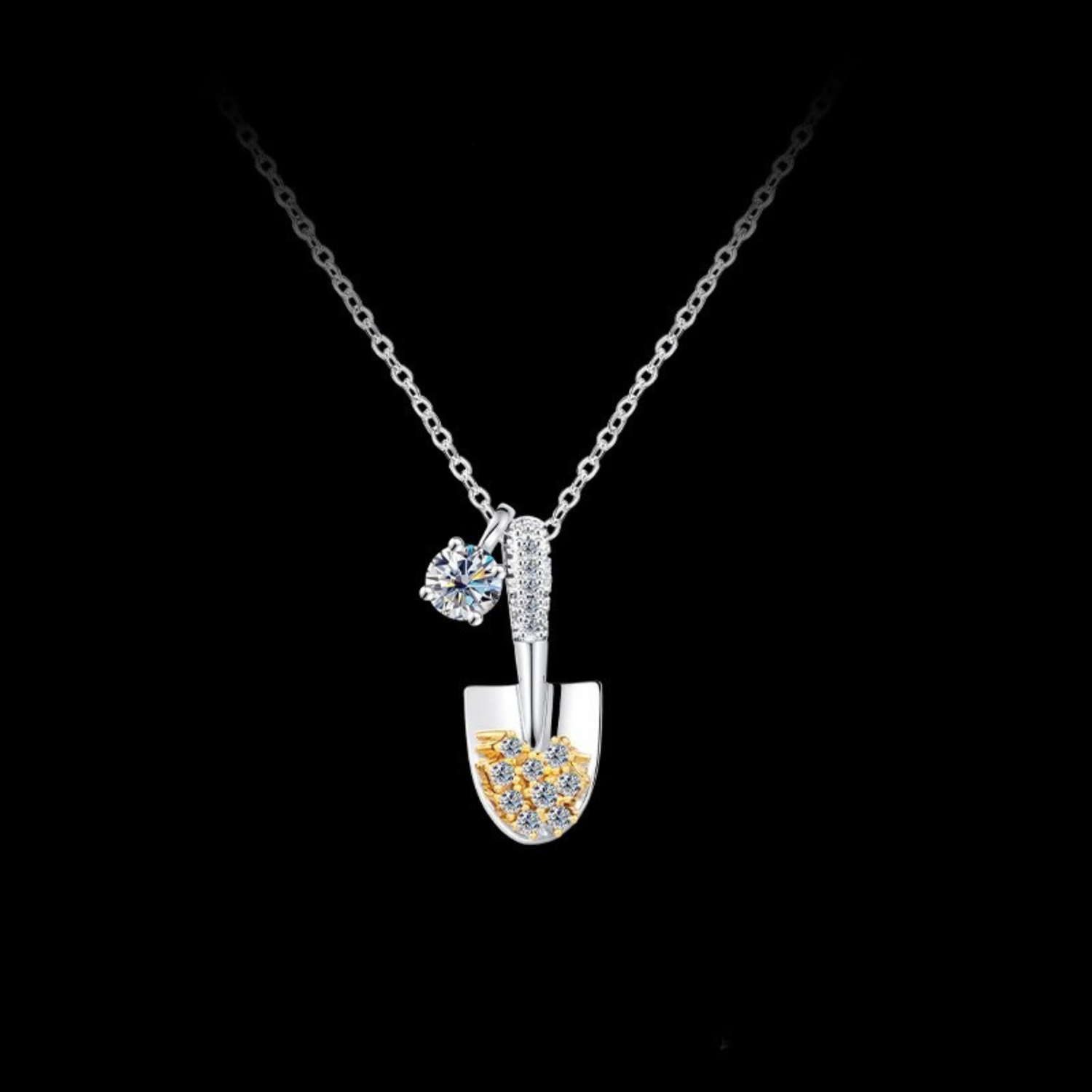 Mini Shovel Moissanite Necklace