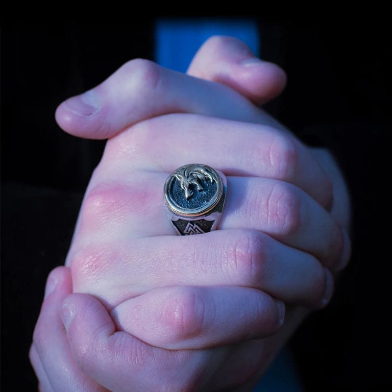 Viking wolf head ring - stainless steel