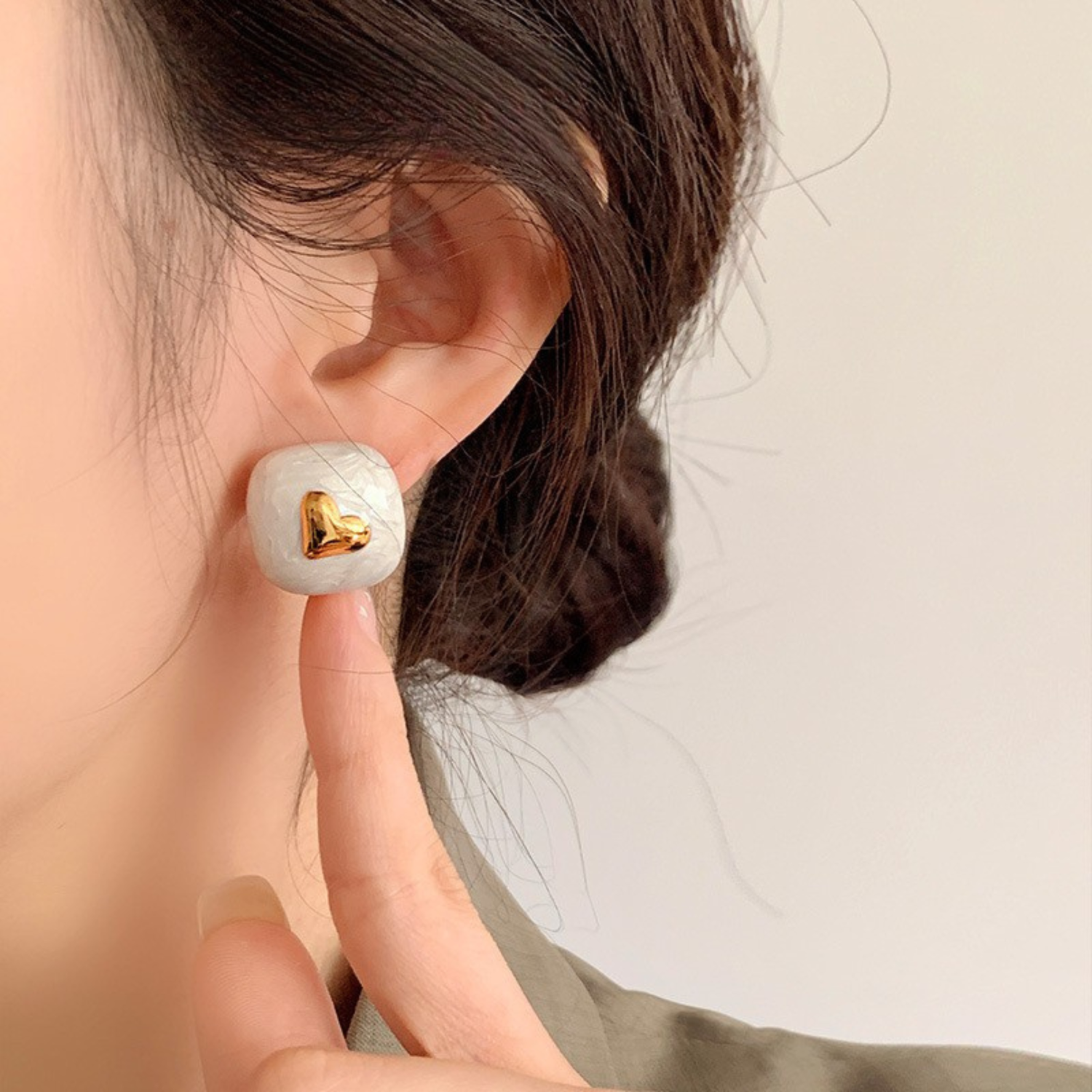 Ankara Red Enamel Studs Earrings