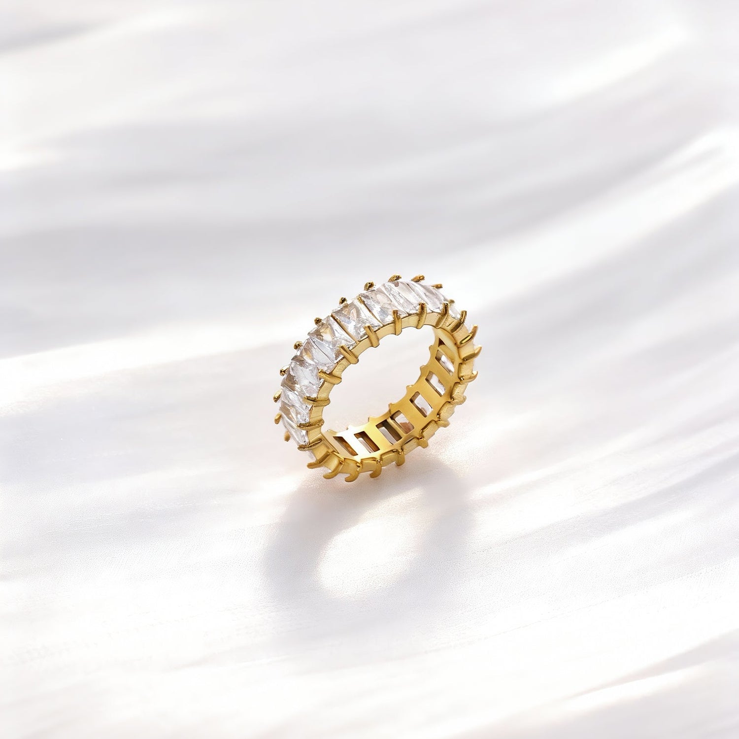 Baguette-Cut Zircon Eternity Band Ring