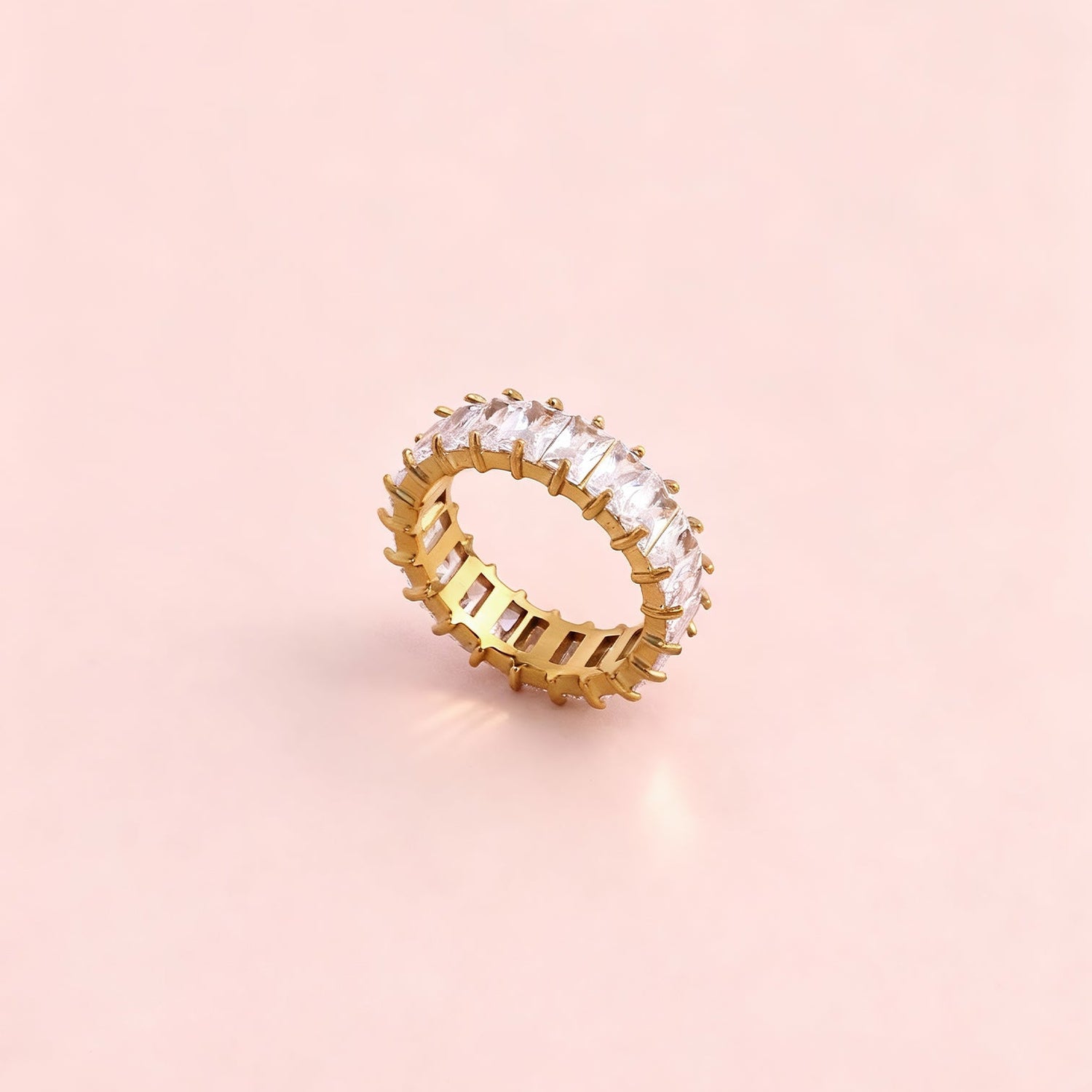 Baguette-Cut Zircon Eternity Band Ring