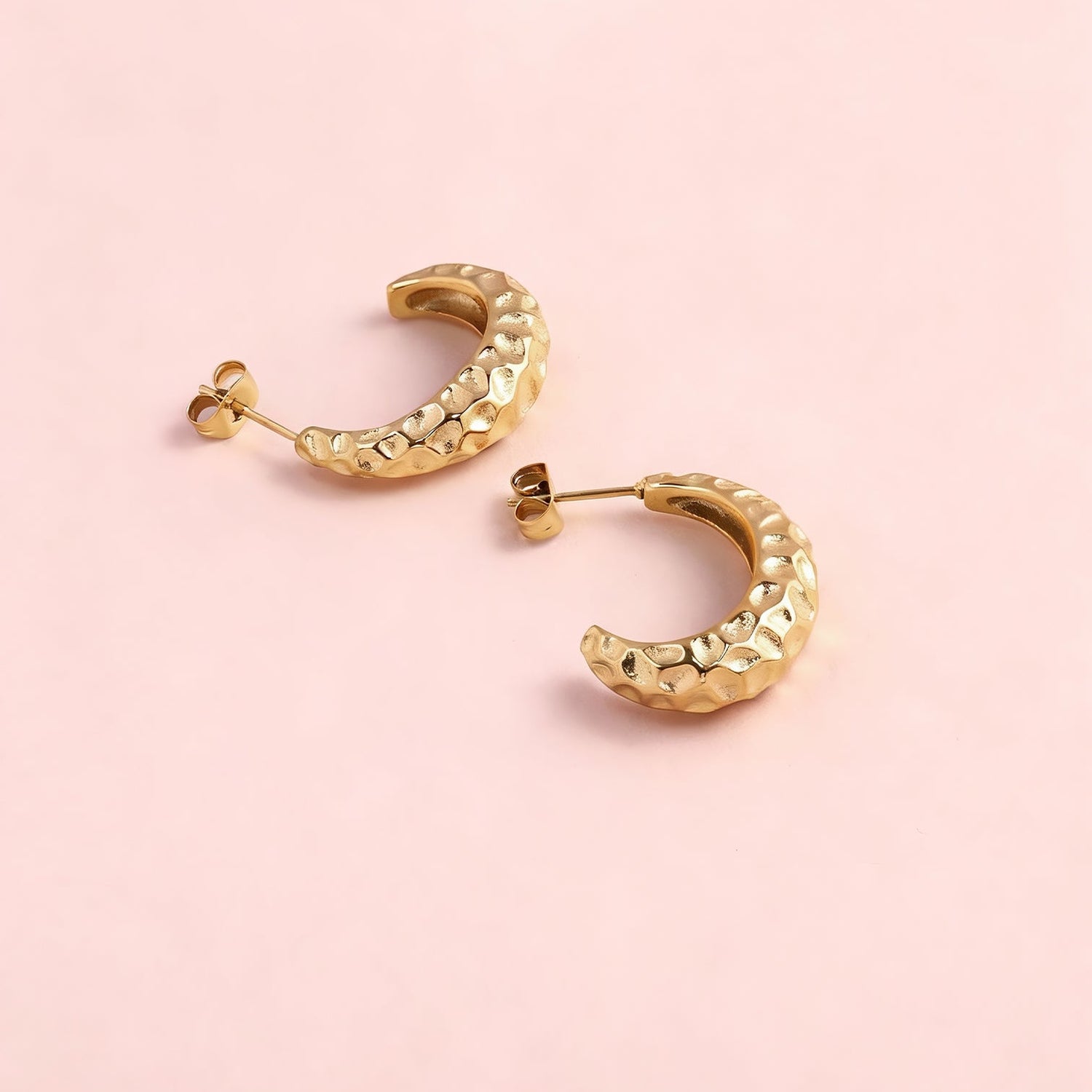 Hammered Crescent Hoop Earrings