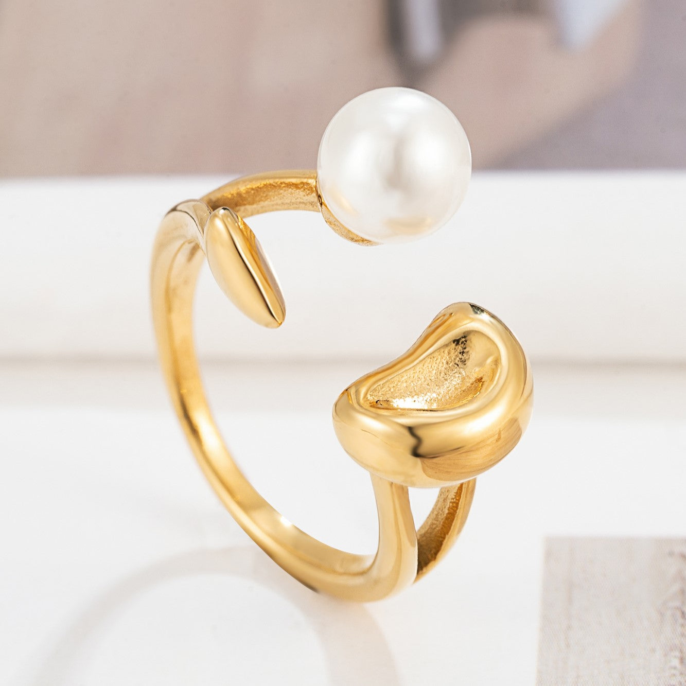 Gentle Balance | Open Pearl Ring