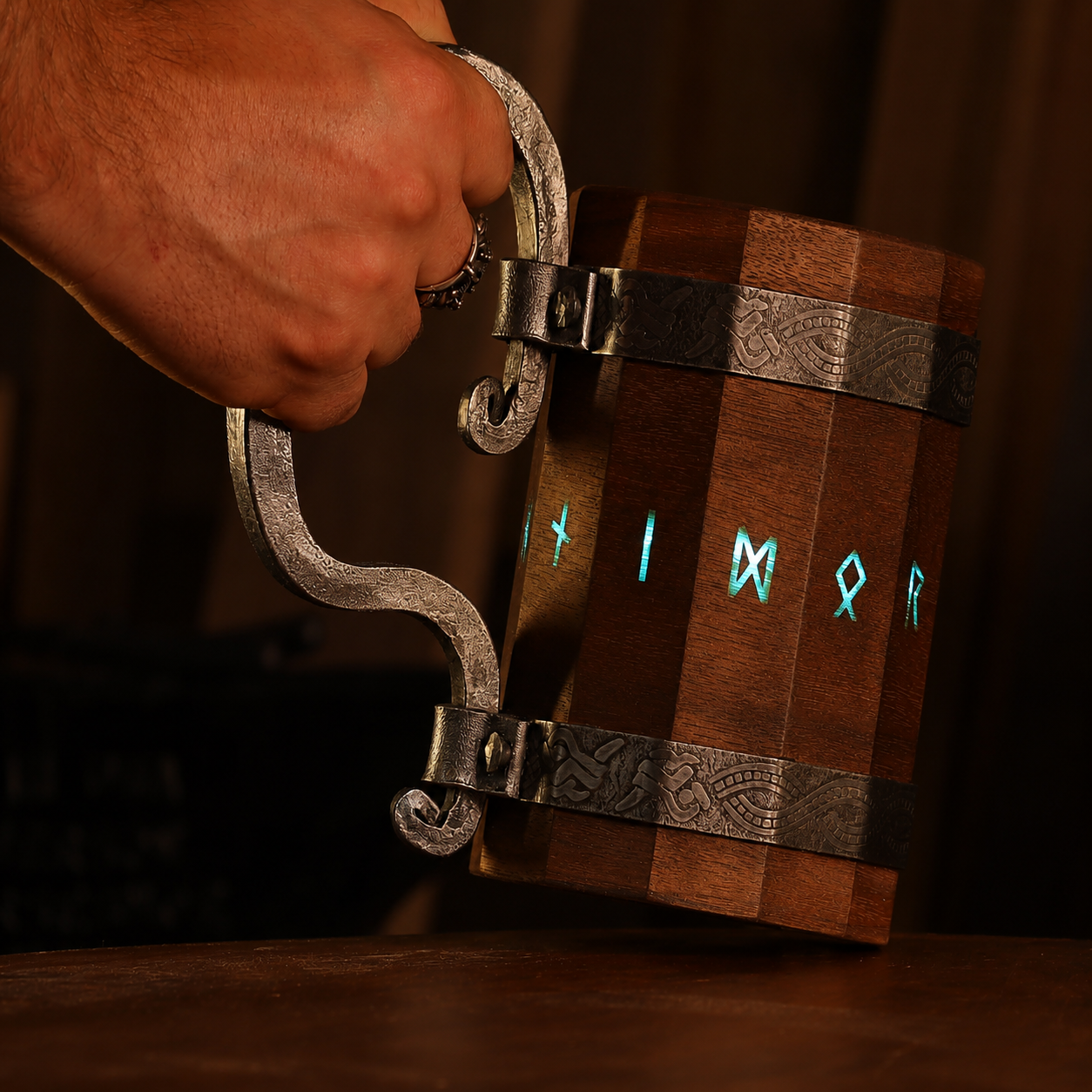 Handcrafted Viking Wooden Beer Mug
