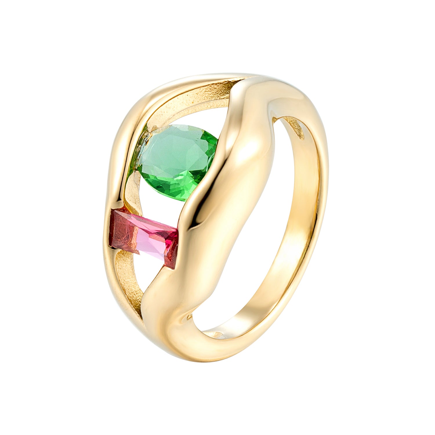 Vintage irregular colorful zircon ring