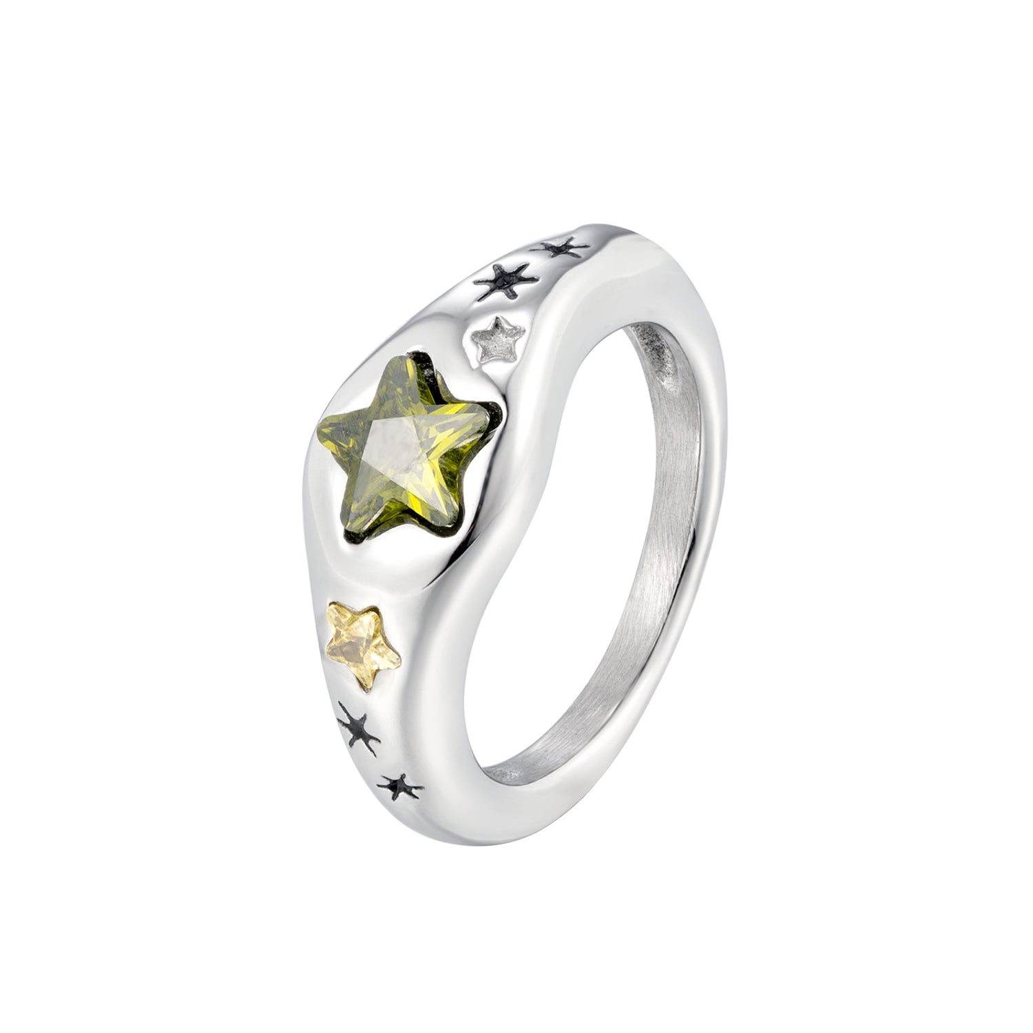Celestial Star-Cut Emerald Statement Ring