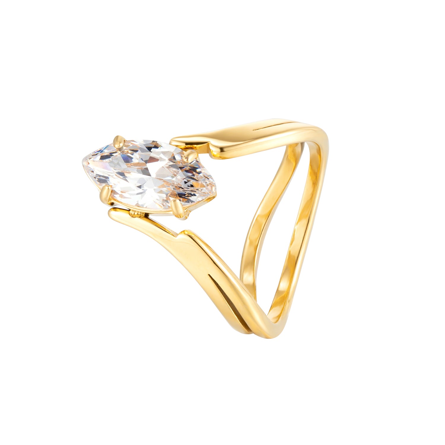 East-West Marquise Solitaire Ring