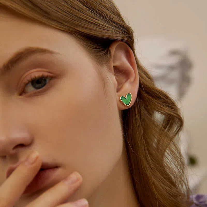 18k Gold Filled Heart Stud Earrings