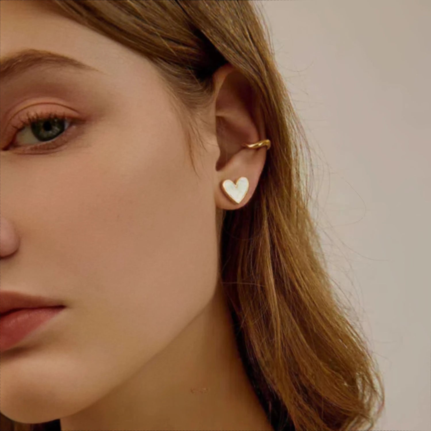 18k Gold Filled Heart Stud Earrings