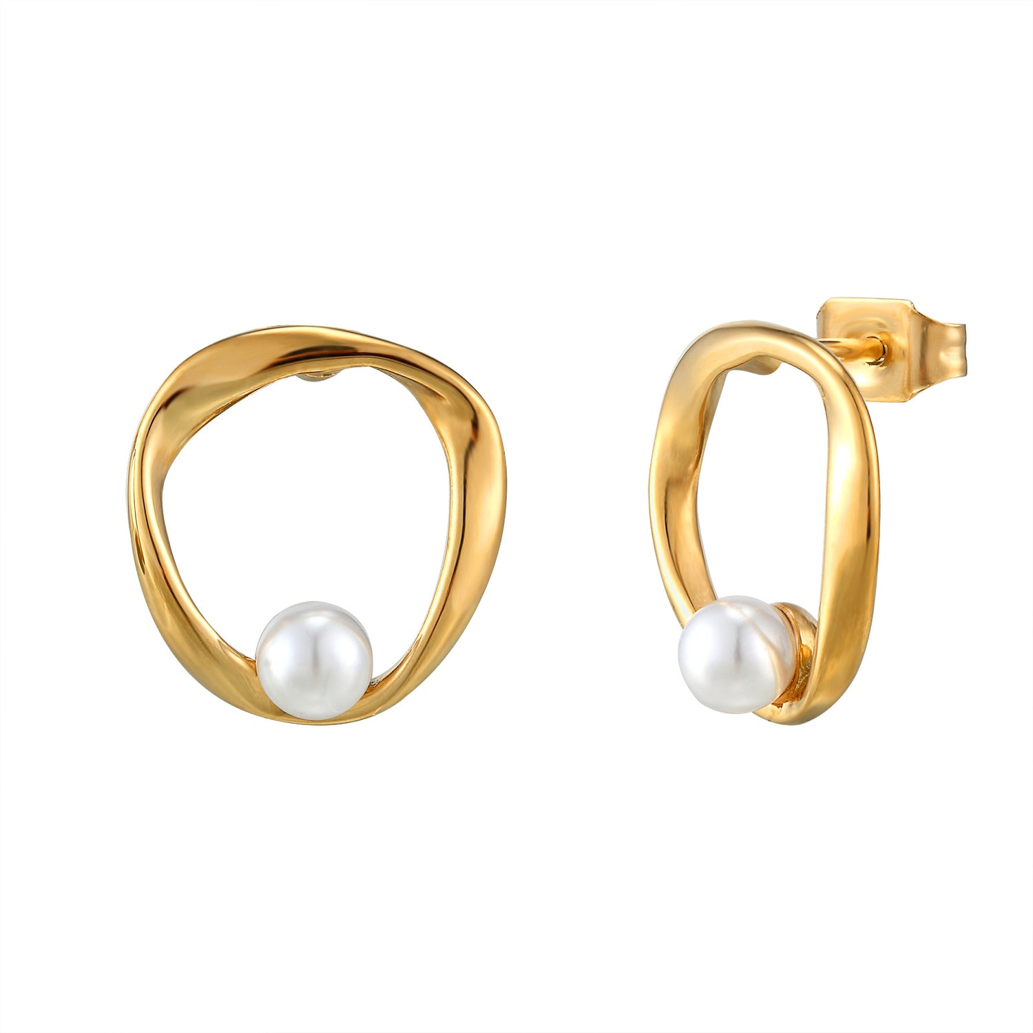 Minimal Mobius Pearl Earrings