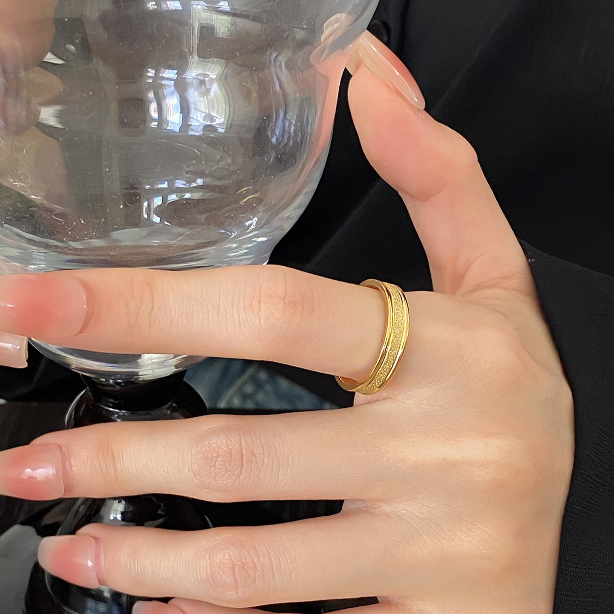 Sparkling Stardust Promise Ring for Her | Textured Wedding Band