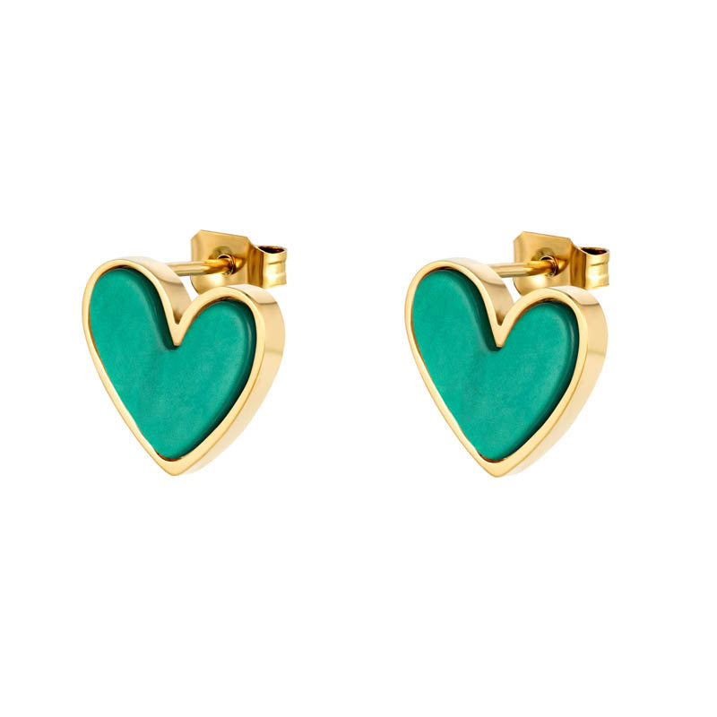 Gold Framed Heart Earrings