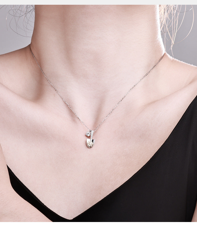 Mini Shovel Moissanite Necklace