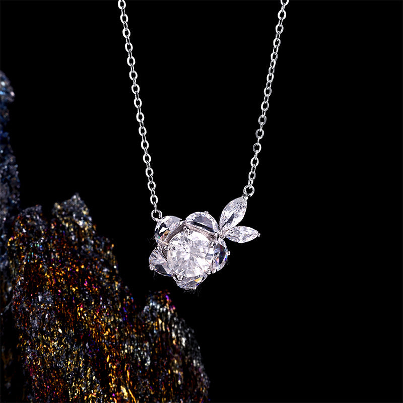 Quiet Bloom Moissanite Flower Necklace
