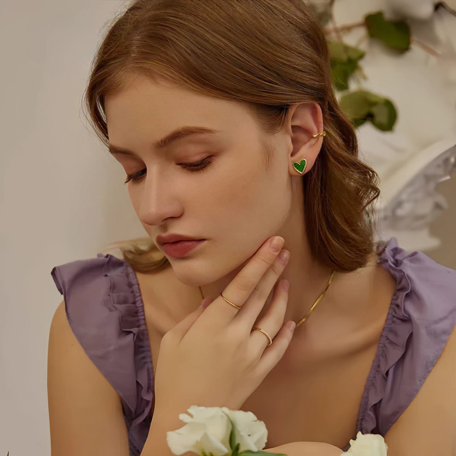 18k Gold Filled Heart Stud Earrings