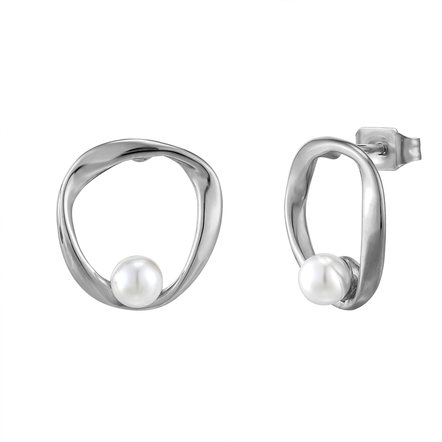 Minimal Mobius Pearl Earrings
