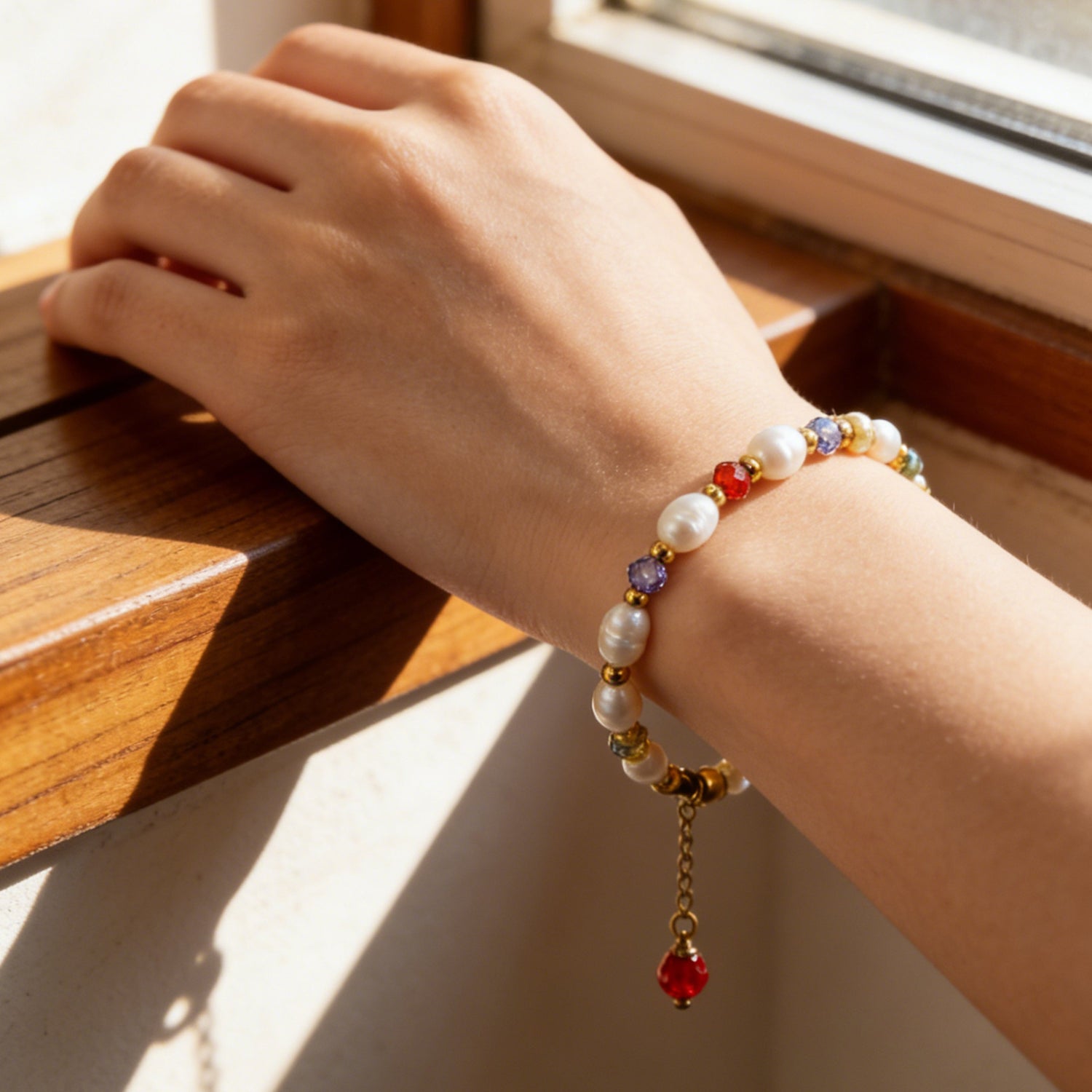 The “Quiet Comfort” Bracelet | Freshwater Pearl & Crystal