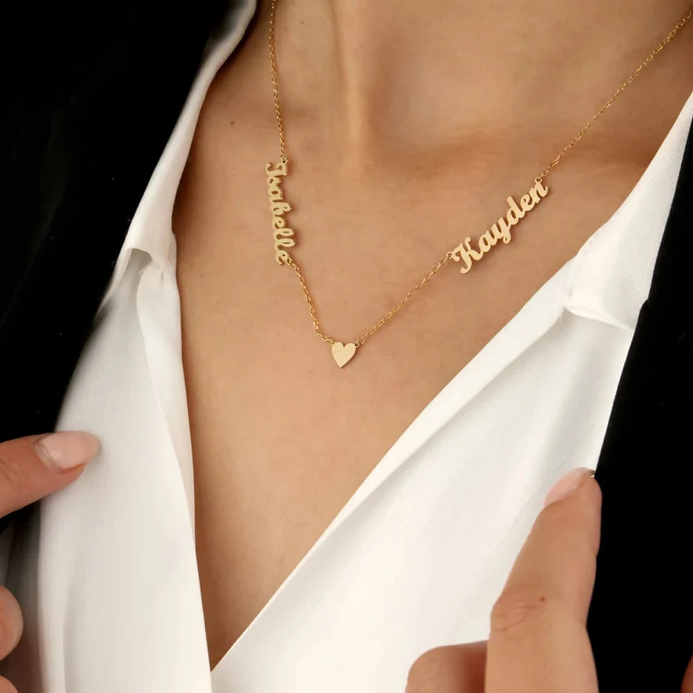 Personalized Multiple Names Heart Necklace | Custom Love Pendant