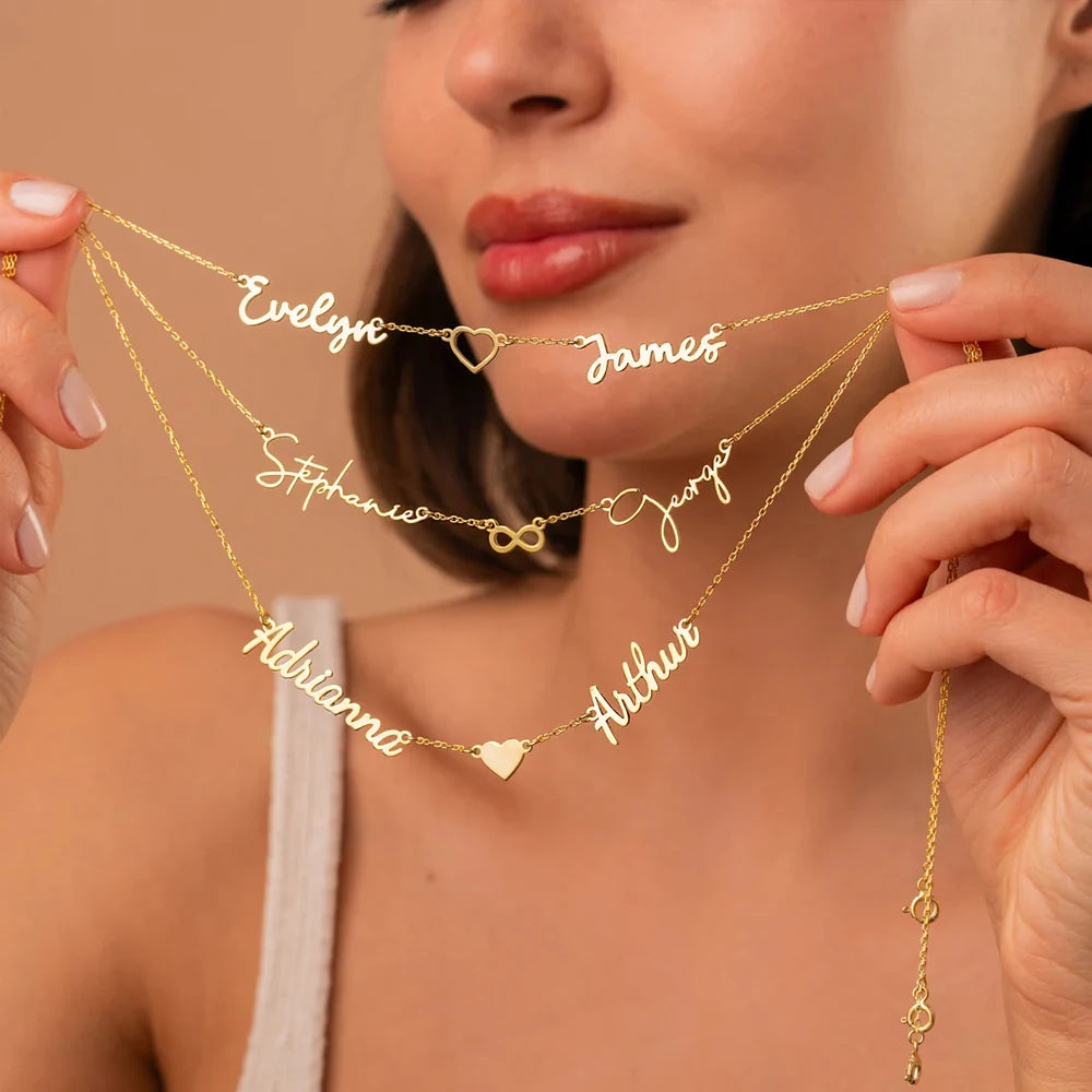 Personalized Multiple Names Heart Necklace | Custom Love Pendant