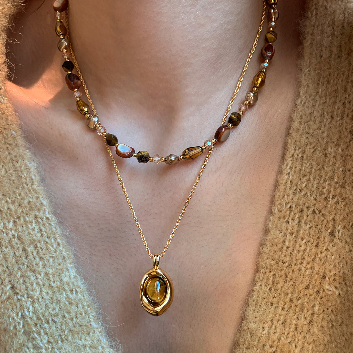 Grounded Light Tiger Eye Necklace Set