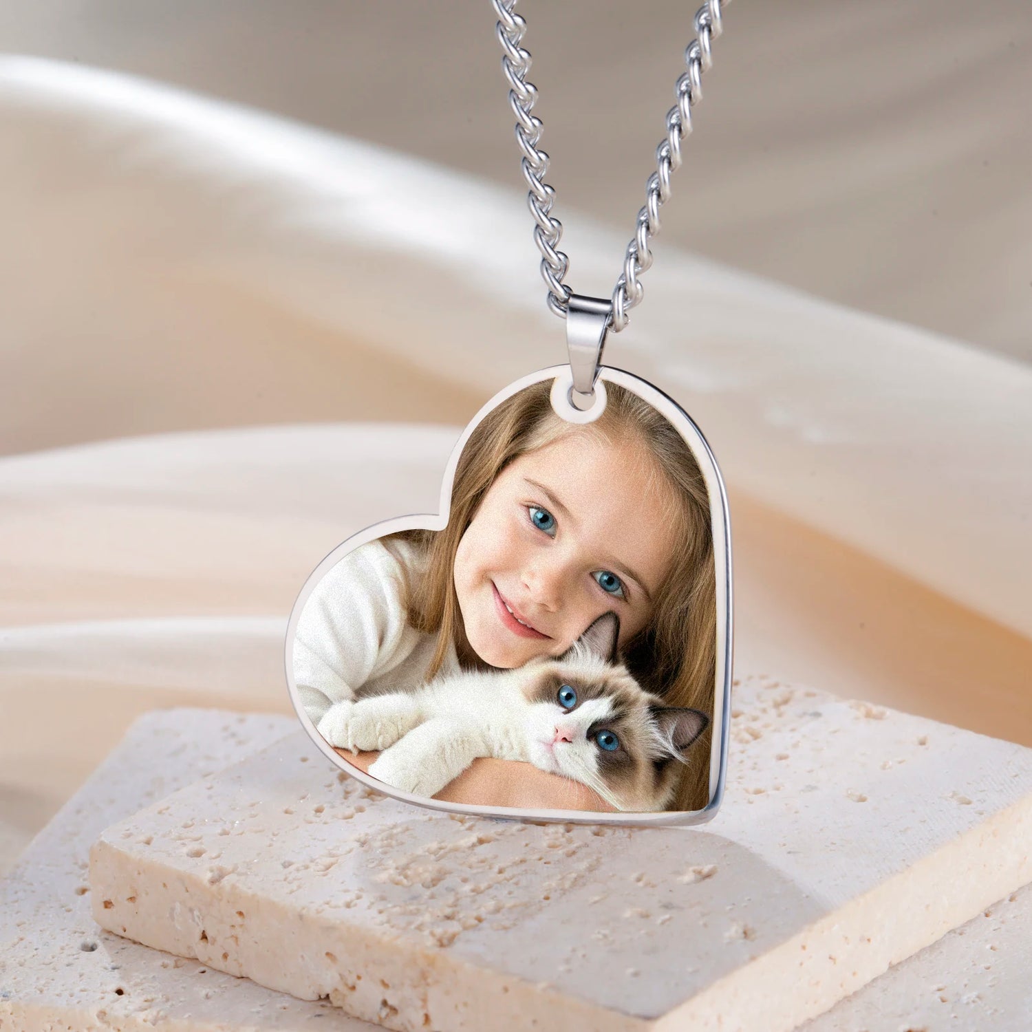 Custom Heart Photo Necklace