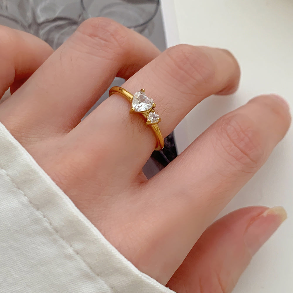 Double Heart Open Ring