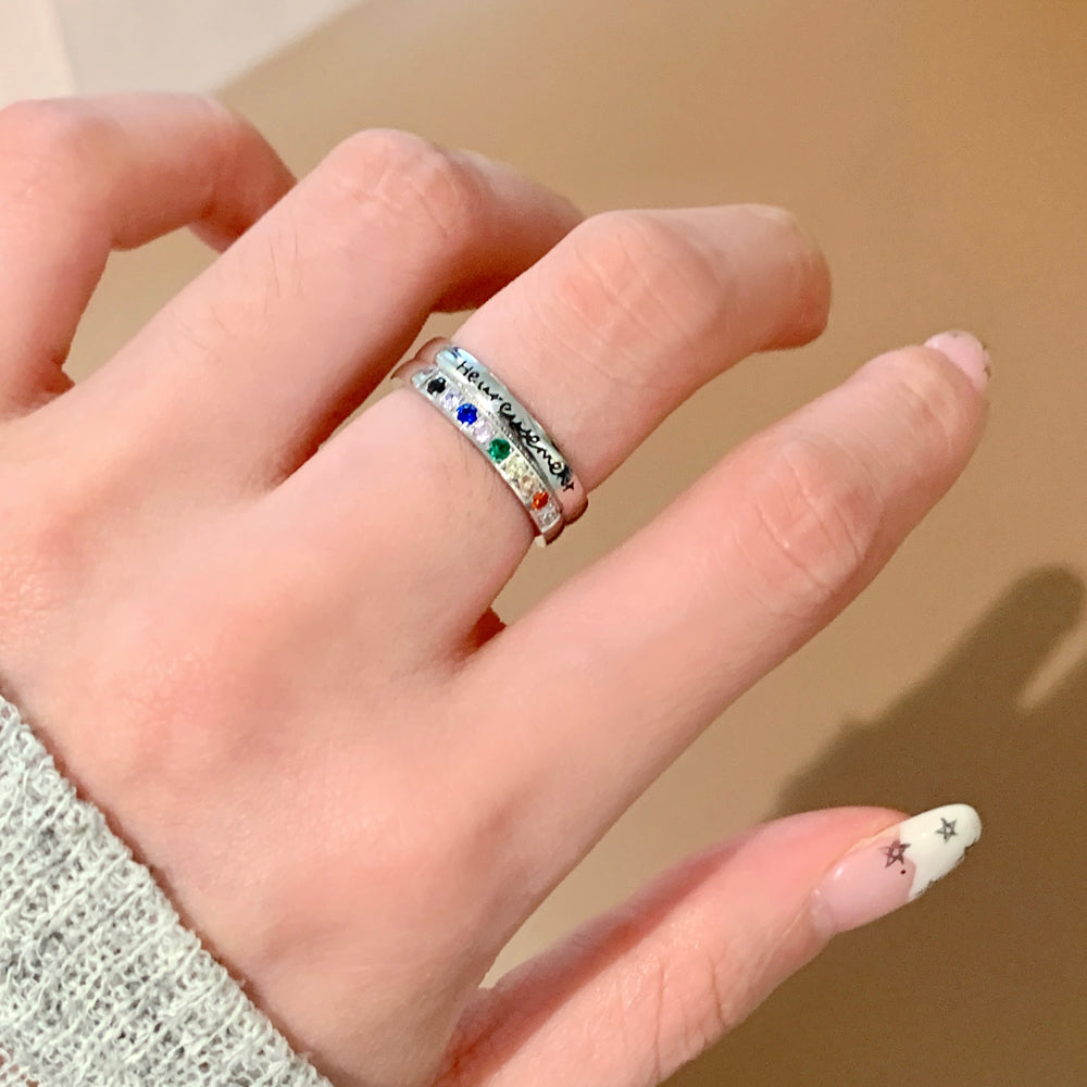Lucky Script Gem Band Ring