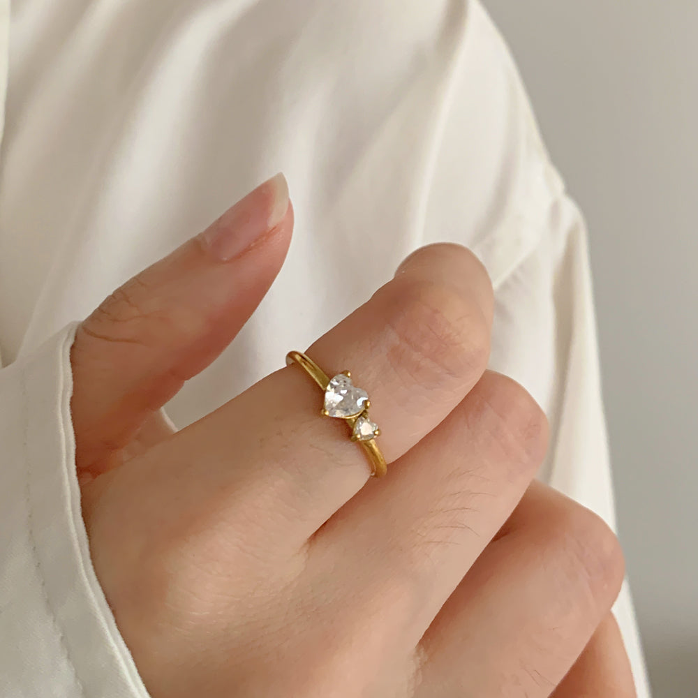 Double Heart Open Ring