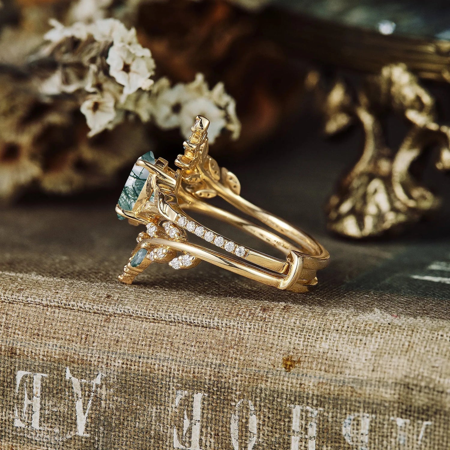 Natural Moss Agate Ring | The Vine Set