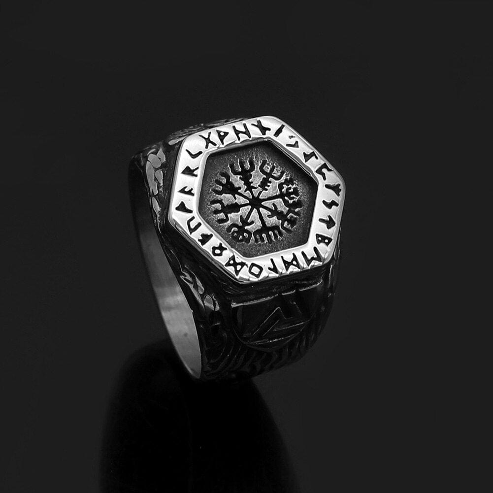 Runic Compass Vegvisir Ring