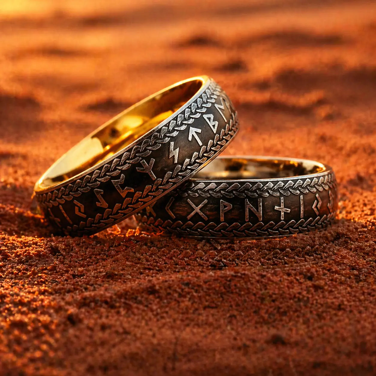 Viking Ring "Midgard Braided Rune Band"