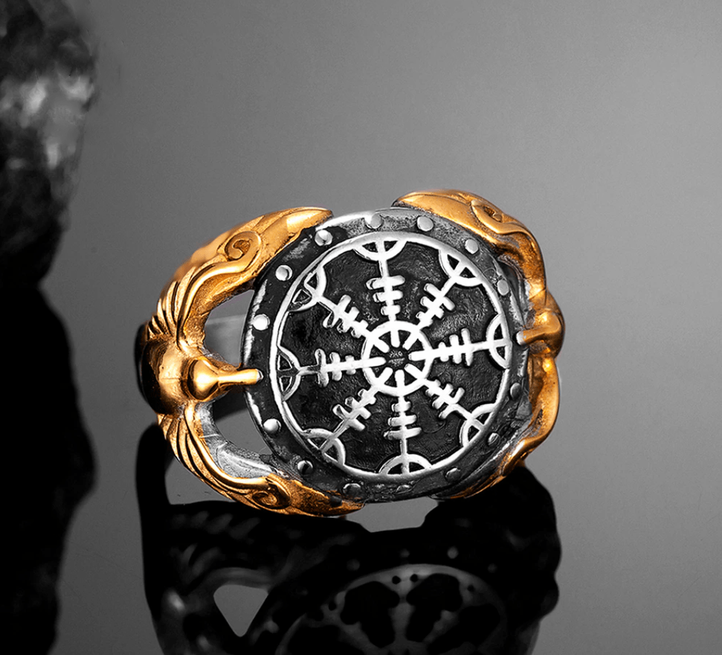 Viking Ring - Vegvisir Guardian Ravens