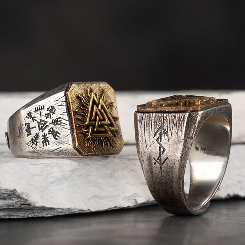 Viking Ring in 925 Sterling Silver - The Solar Valknut