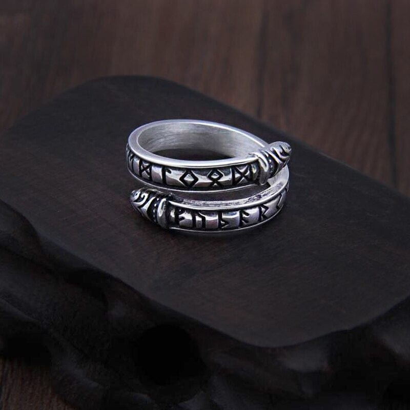 Viking Ring in 925 Sterling Silver - Serpent Rune
