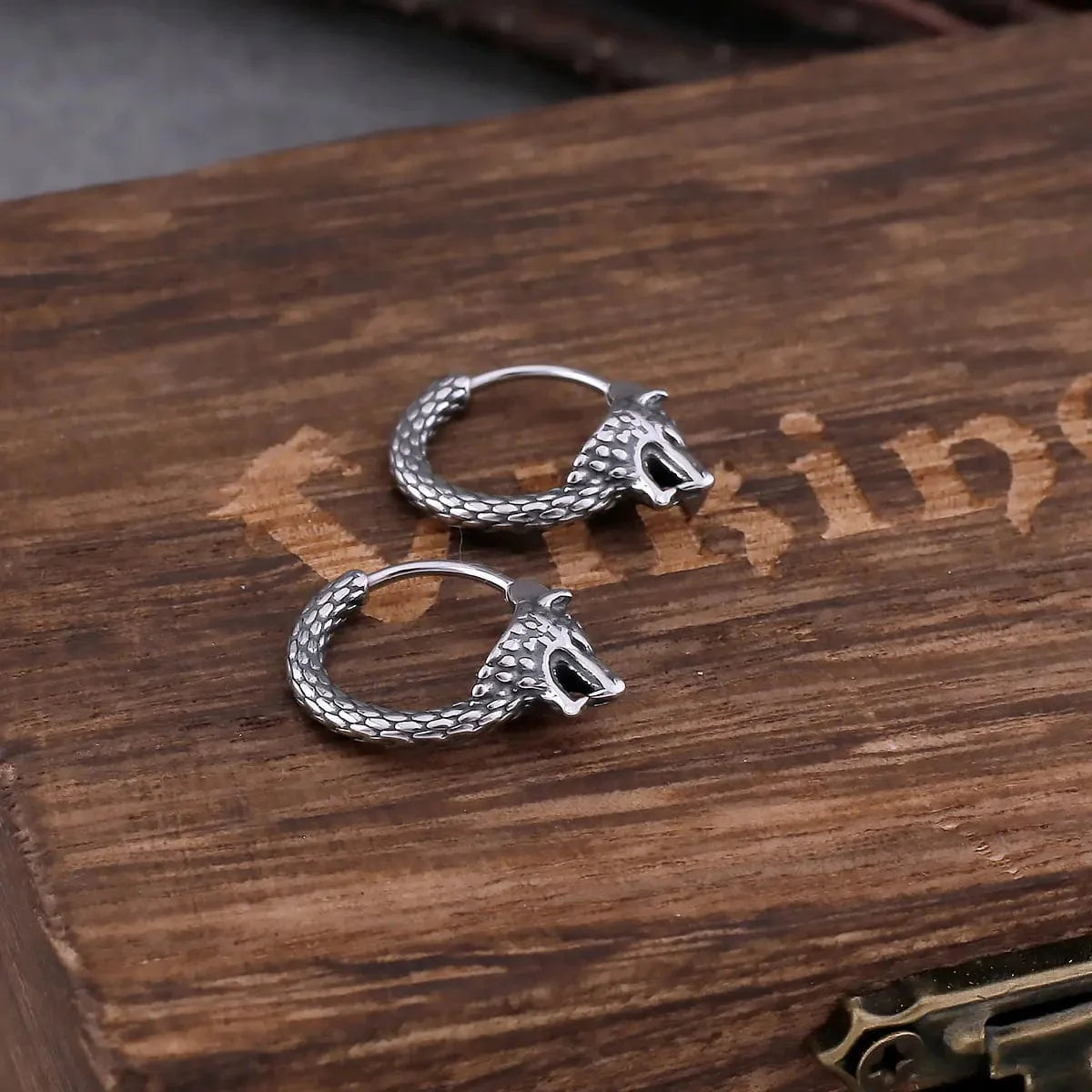 Fenrir wolf stainless steel earrings