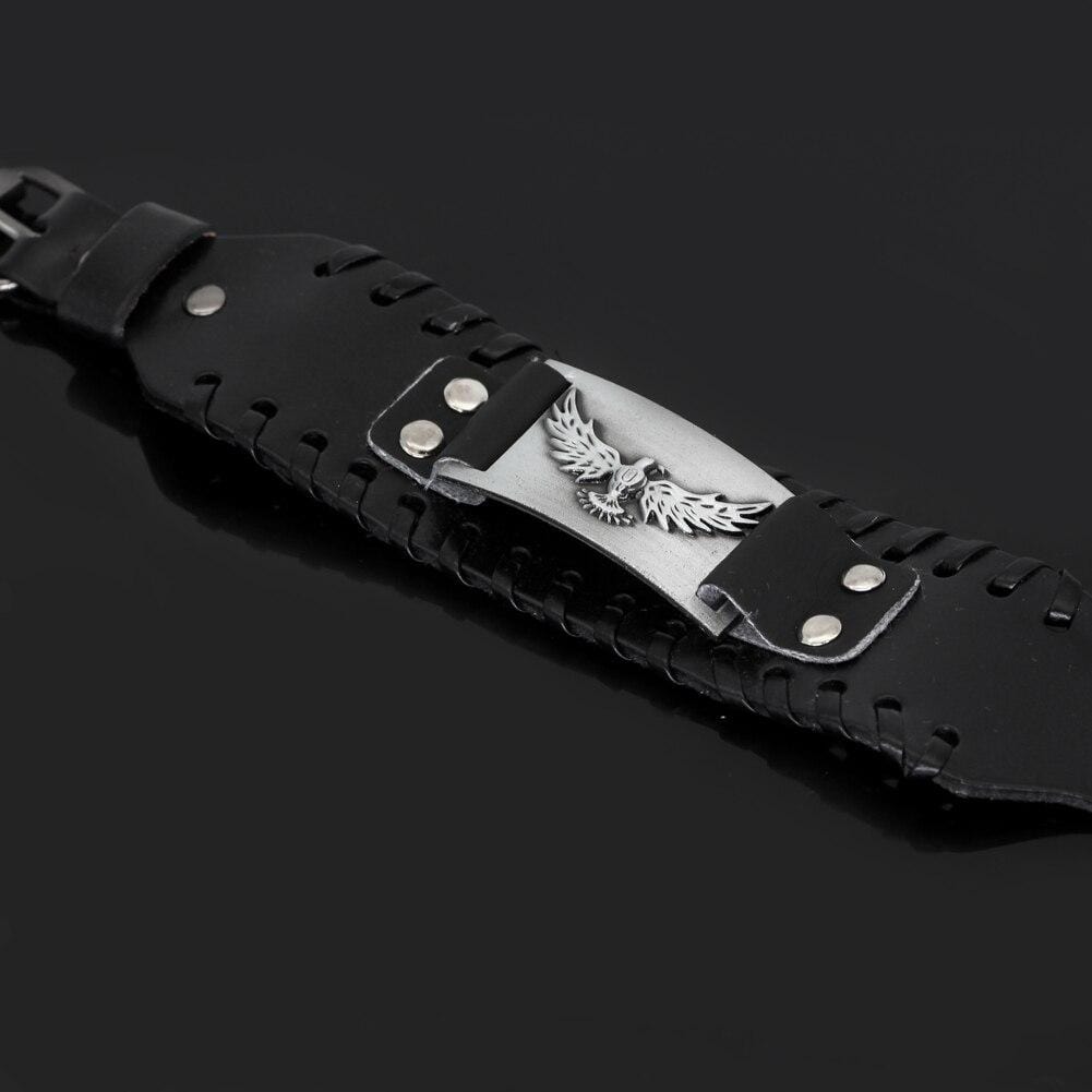 Odin's Raven Leather Bracelet
