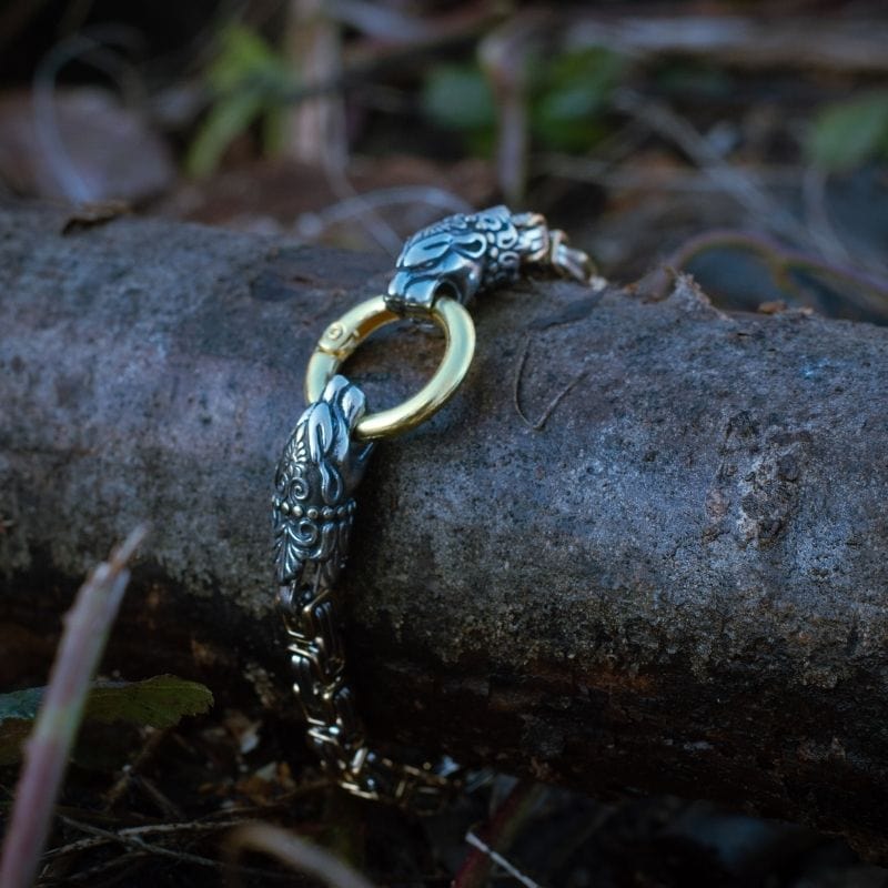 Golden snake head bracelet
