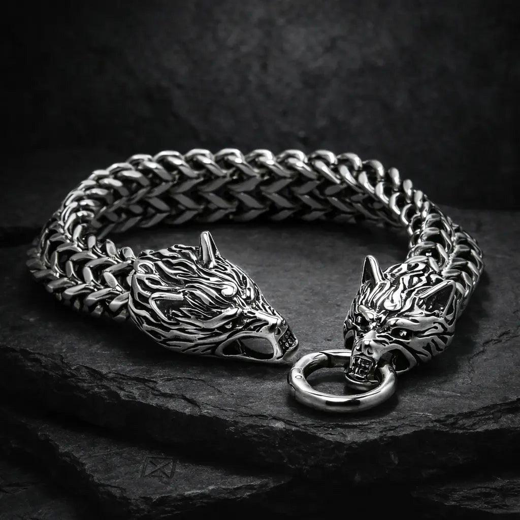 Viking Wolf Head Bracelet - Fenrir