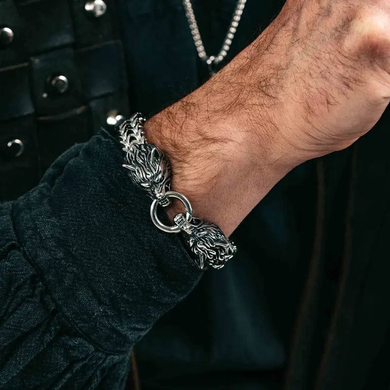 Viking Wolf Head Bracelet - Fenrir
