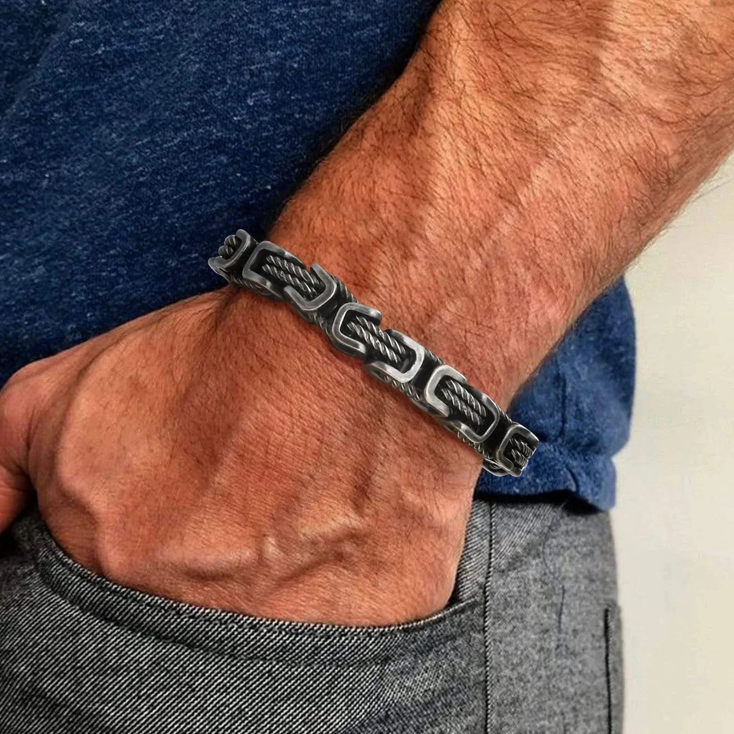 Viking braided stainless steel bracelet