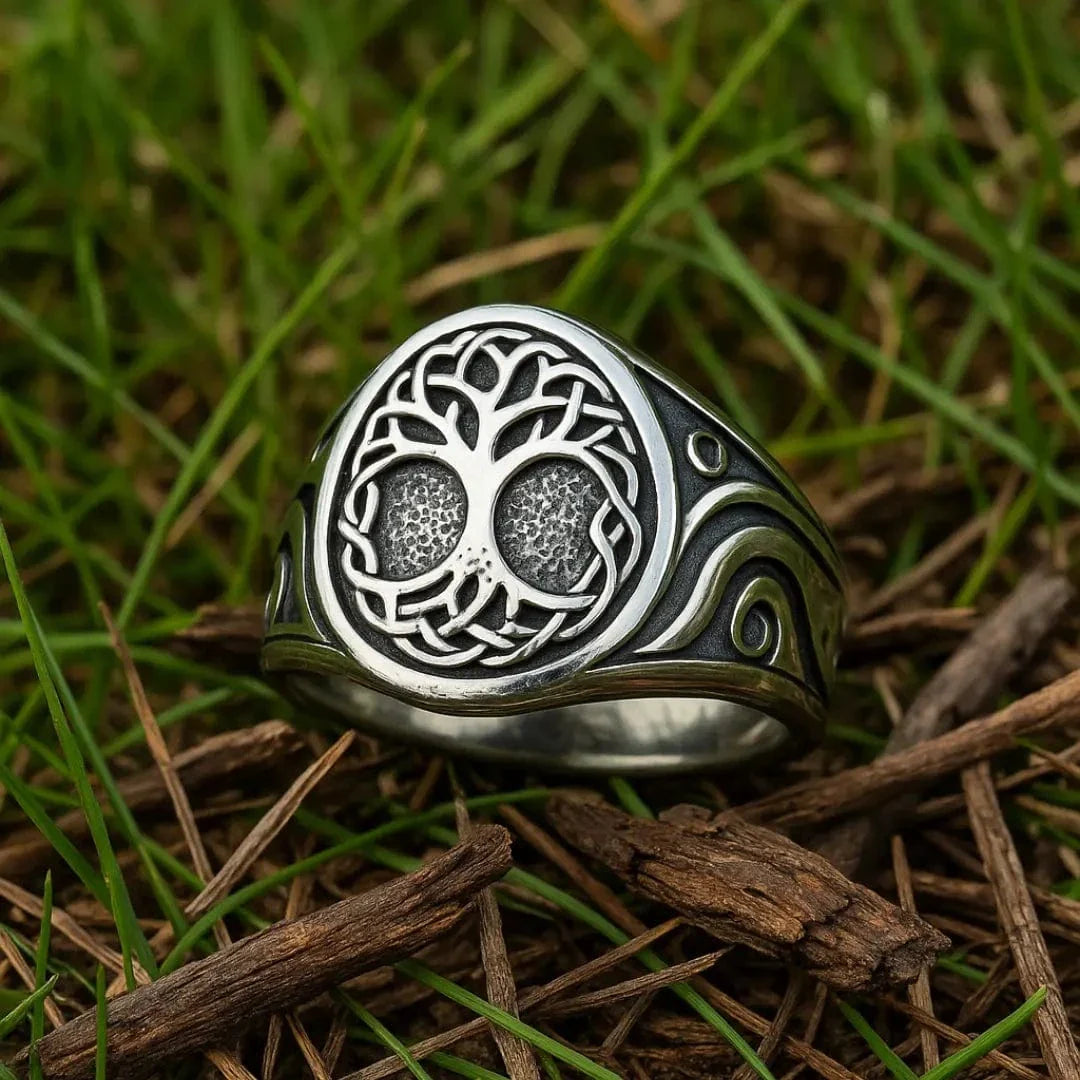 Viking Signet Ring "The Root of the Nine Worlds"