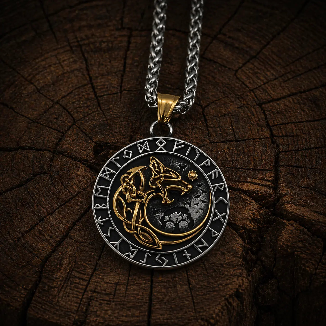 Fenrir Wolf Medallion Necklace