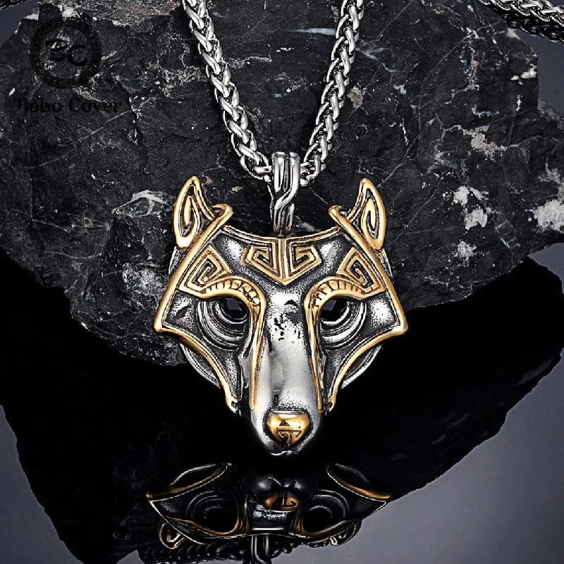 Golden Fenrir Mask Necklace