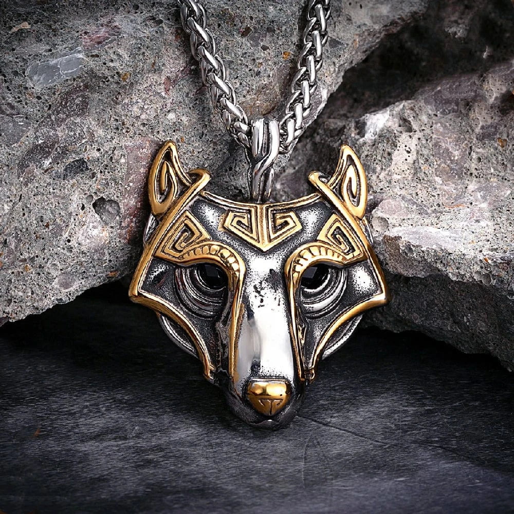Golden Fenrir Mask Necklace